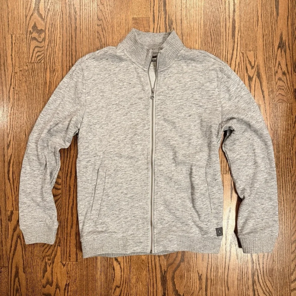 Linksoul Men's Medium Full Zip Knit‎ Sweater Jacket Heather Gray Golf Casual